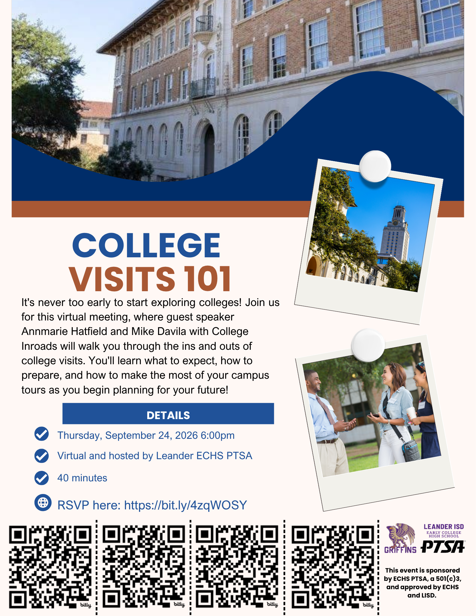 College Visits 101 Connect Event, Rescheduled